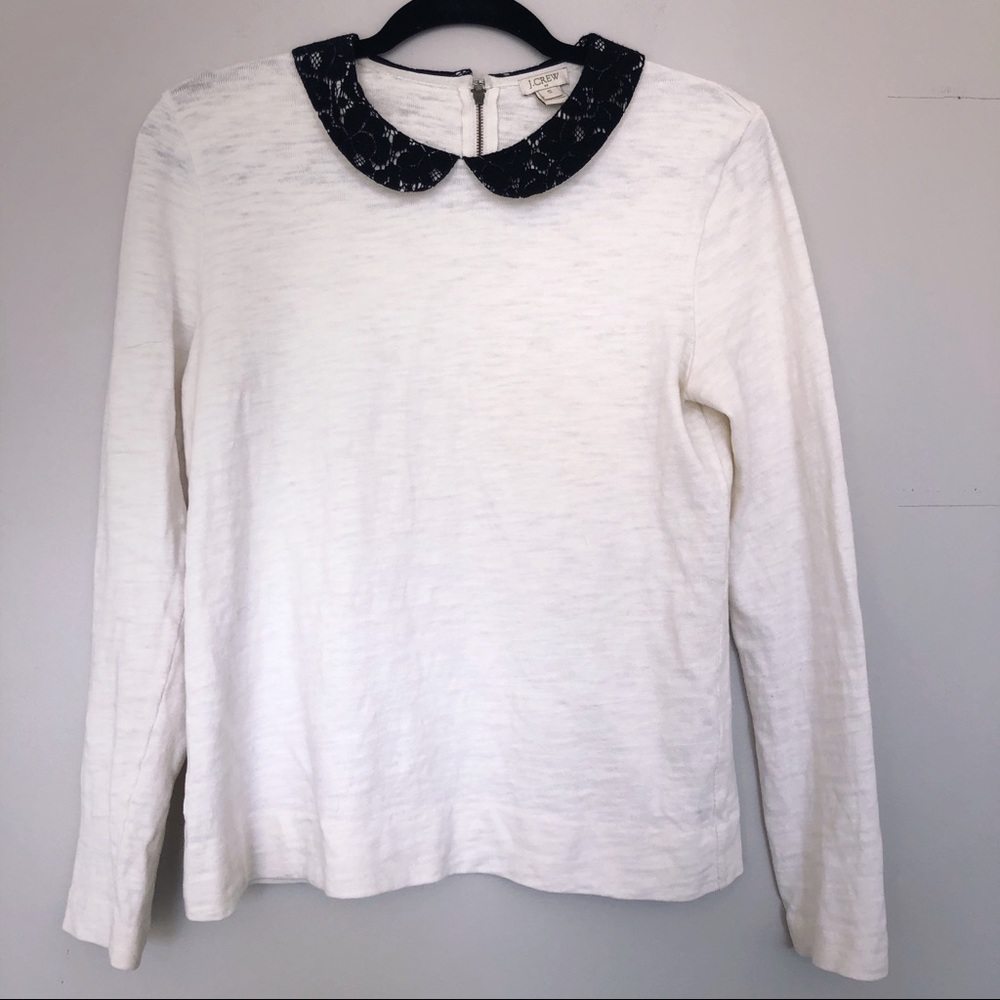 J Crew Black Lace Peter Pan Collar Shirt